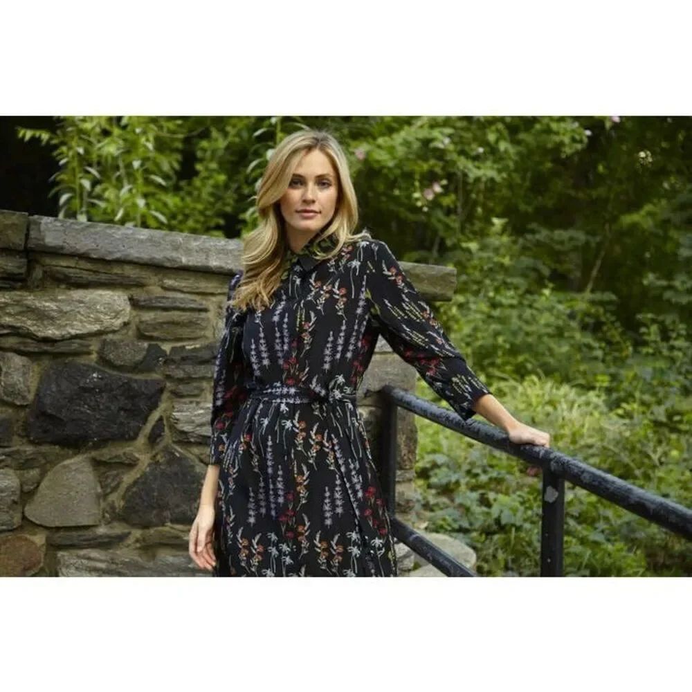 Tucker Vogue Fall 2018 collection 100% silk floral button down midi dress XS